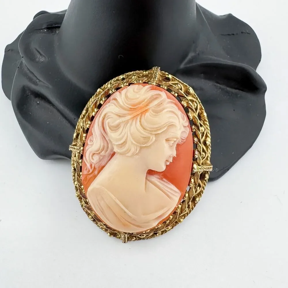 Vintage Cameo Brooch Victorian Elegance Timeless Large Chunky Goth Retro